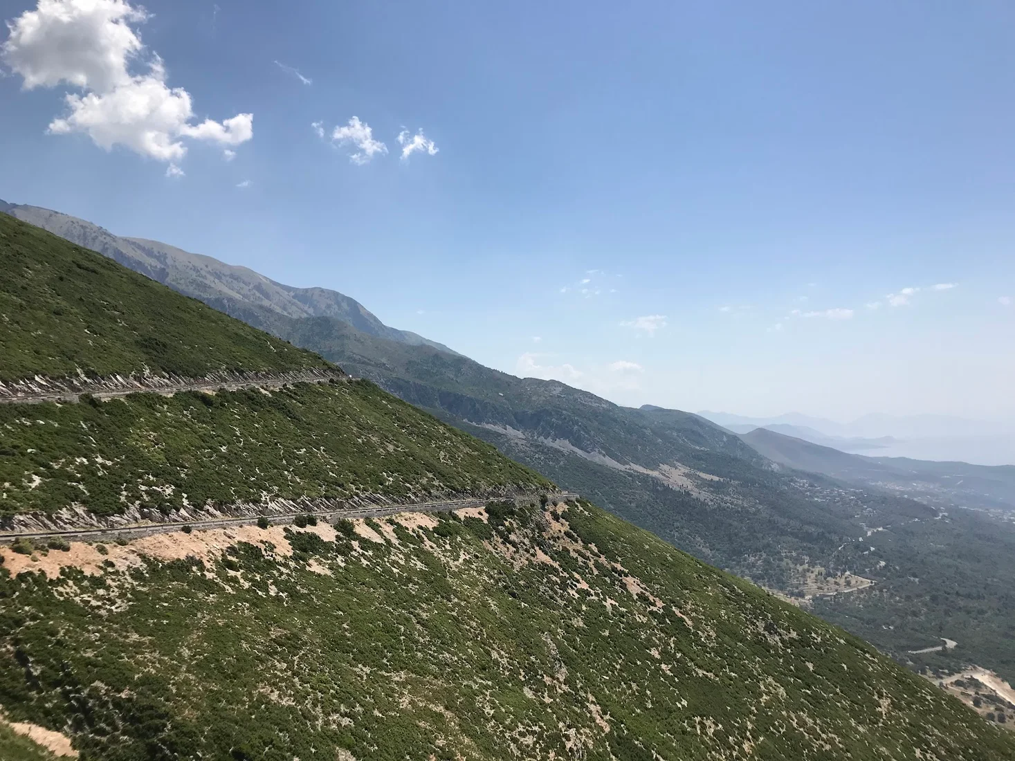 The Llogara Pass road winding through the Ceraunian Mountains above the Ionian coast
