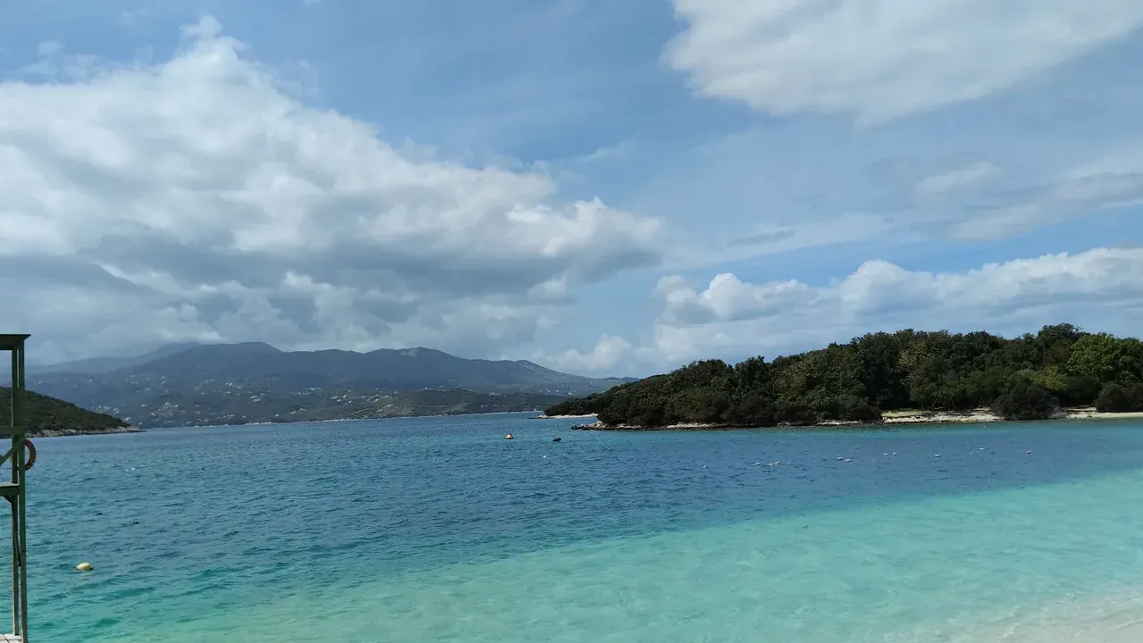 The turquoise water and wooded islets of Ksamil on the Albanian Riviera