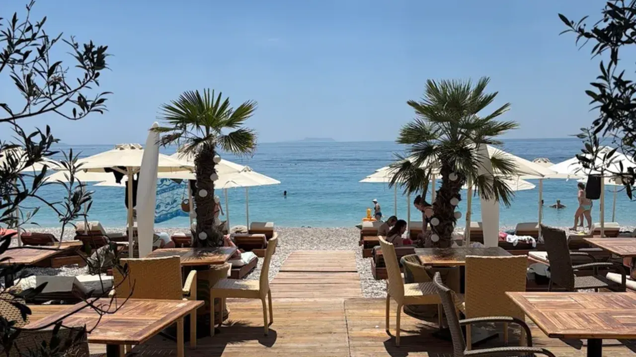 A beachfront setting at Dhërmi on the Albanian Riviera