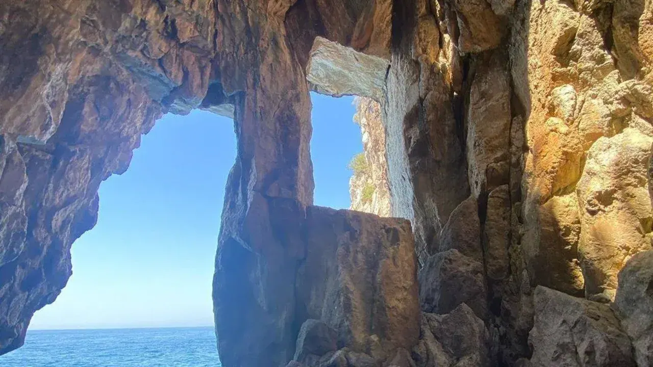 A sea cave in the cliffs along the Dhërmi coast