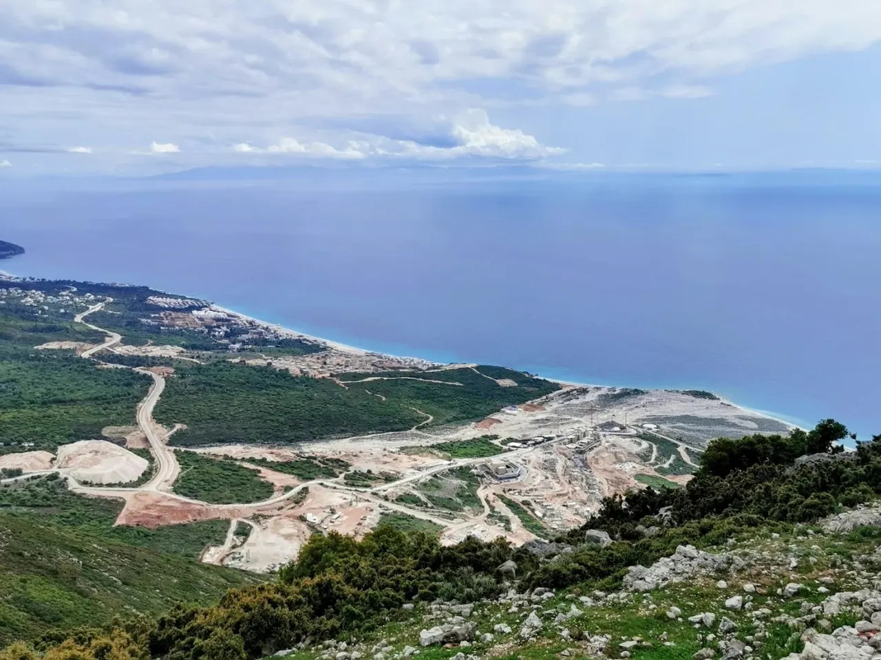 A wide view over the Ionian coast from the Llogara Pass