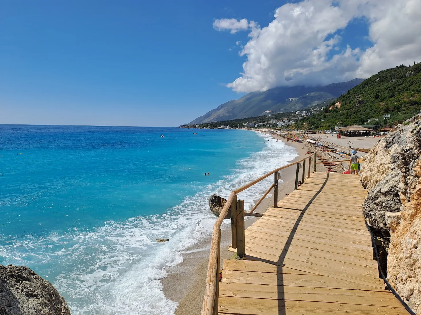 The clear turquoise water off Dhërmi Beach, ideal for snorkelling